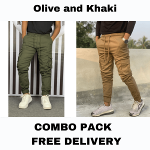 2 pcs combo Khaki and Olive color 6 pocket cargo pant